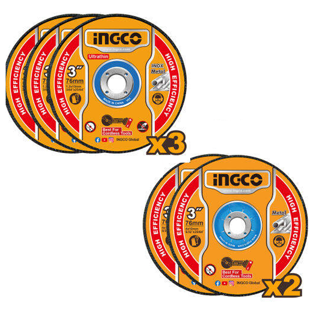 Ingco MCD303768 Cut Off Wheel and Grinding Disc Set 5Pcs | Ingco by KHM Megatools Corp. Ingco MCD303768 Cut Off Wheel and Grinding Disc Set 5Pcs | Ingco by KHM Megatools Corp.
